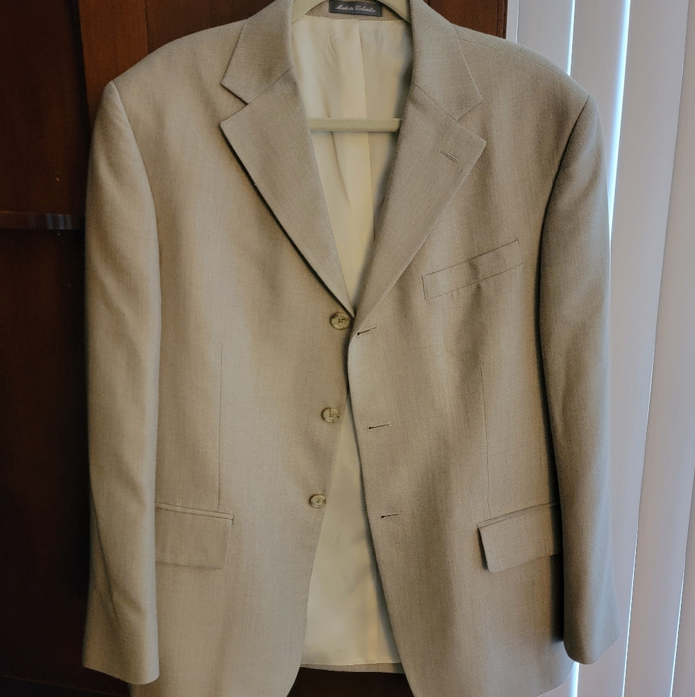 Oscar de‎ la Renta Blazer Suit Jacket, Silk/ Wool Men's Size 42S, Tan